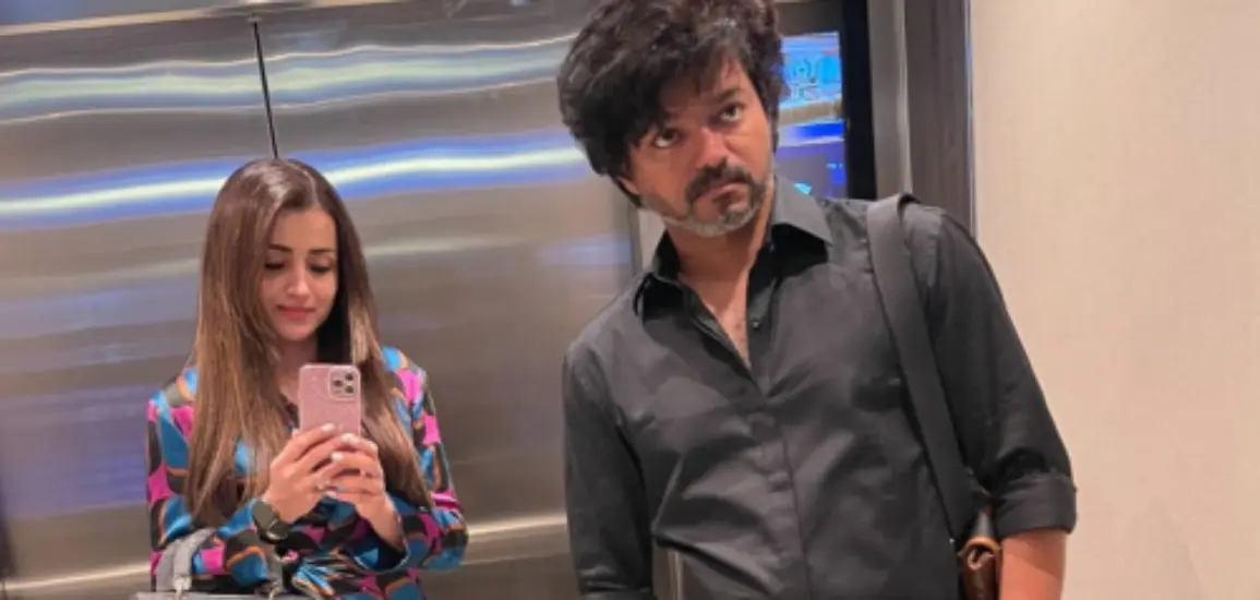 Are Vijay and Trisha dating? Internet detectives examine the unusual elevator selfie and "matching shoes" case